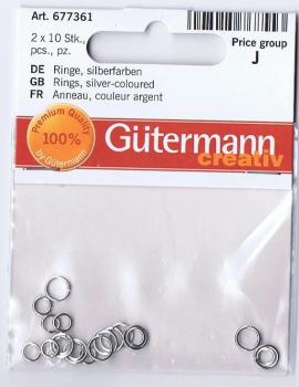Ringe,silberfarben, nickelfrei, 5/6,5 mm ,je 10 St.